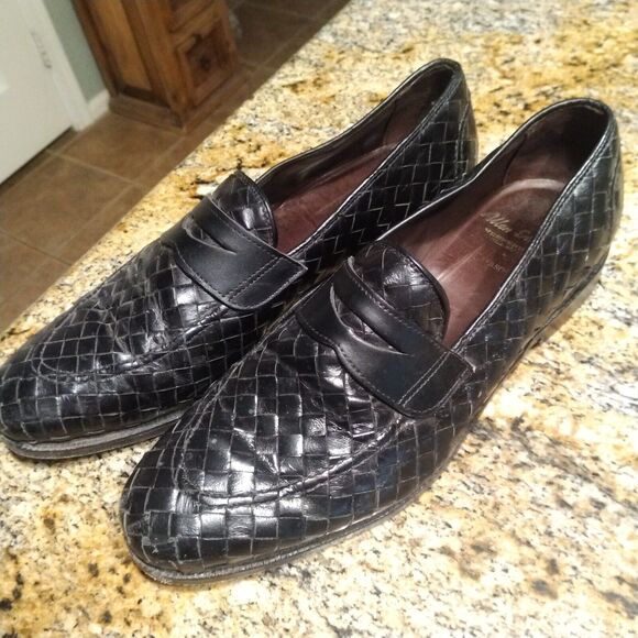 Allen Edmonds Sarasota 1072 Black Leather Weave Penny Loafers Slip On Men's 9.5B - Picture 1 of 15